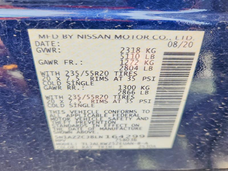 Auction sale of the 2020 Nissan Murano, vin: 5N1AZ2CJ8LN164299, lot number: 48921096