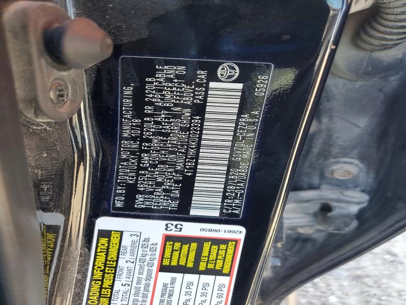 Aukcja sprzedaży 2019 Toyota Camry, vin: 4T1BZ1HK4KU023394, numer aukcji: 49335106
