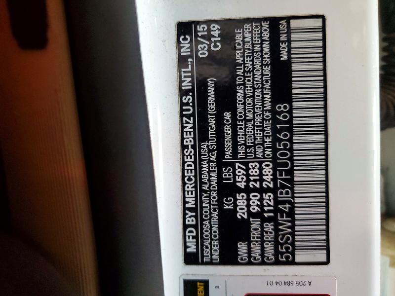 Aukcja sprzedaży 2015 Mercedes-benz C, vin: 55SWF4JB7FU056168, numer aukcji: 49703856