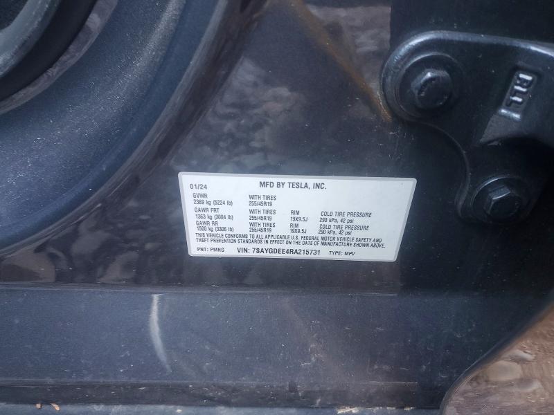 49796526 :رقم المزاد ، 7SAYGDEE4RA215731 vin ، 2024 Tesla Model Y مزاد بيع