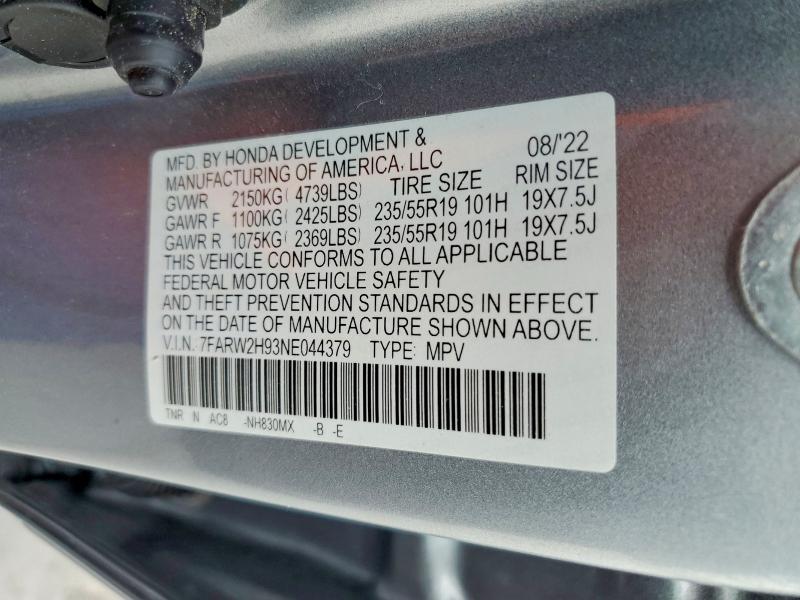 Продаж на аукціоні авто 2022 Honda Cr-v, vin: 7FARW2H93NE044379, номер лоту: 49330166