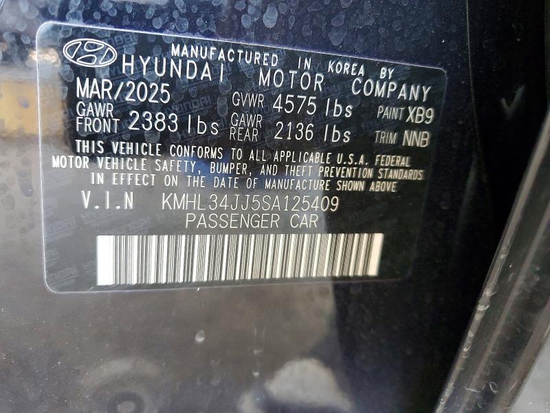 Продажа на аукционе авто 2025 Hyundai Sonata Hybrid, vin: KMHL34JJ5SA125409, номер лота: 50905586