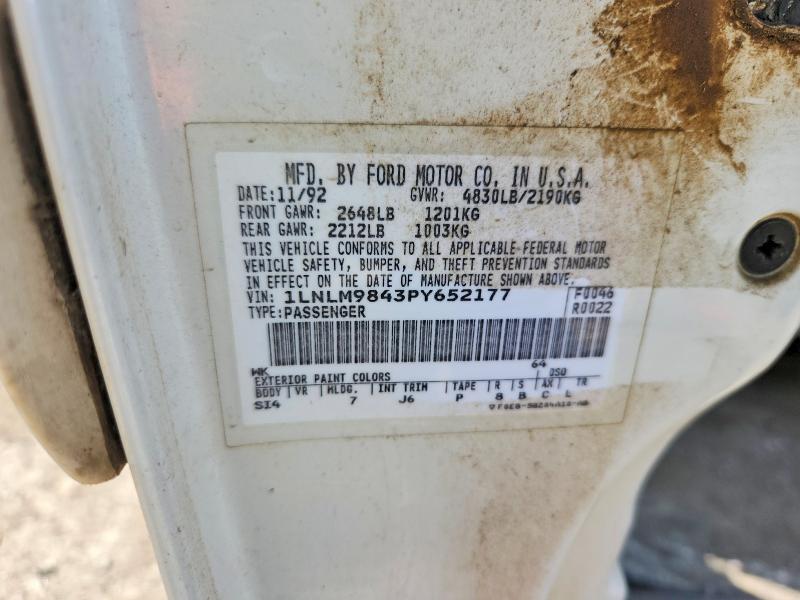 Aukcja sprzedaży 1993 Lincoln Continentl, vin: 1LNLM9843PY652177, numer aukcji: 49981396