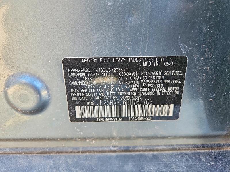 Aukcja sprzedaży 2011 Subaru Forester, vin: JF2SHABC6BH761703, numer aukcji: 49432906