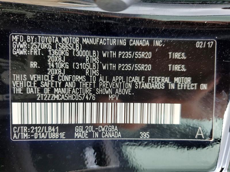 51182236 :رقم المزاد ، 2T2ZZMCA5HC057476 vin ، 2017 Lexus Rx 350 مزاد بيع