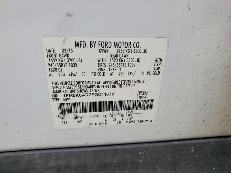 2015 Ford Explorer მანქანა იყიდება აუქციონზე, vin: 1FM5K8AR2FGC41632, აუქციონის ნომერი: 51274596