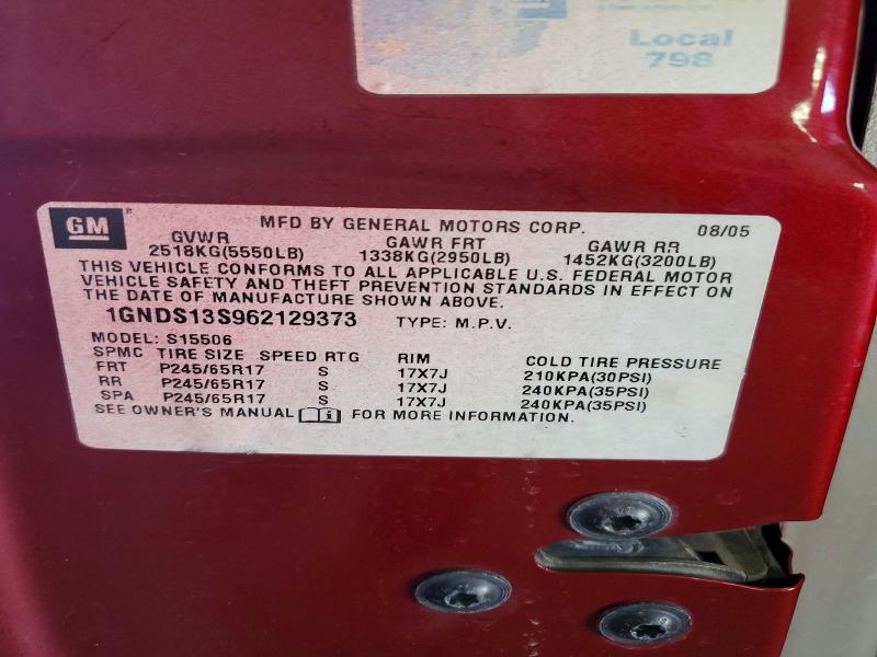 Aukcja sprzedaży 2006 Chevrolet Trailblazer, vin: 1GNDS13S962129373, numer aukcji: 50413266