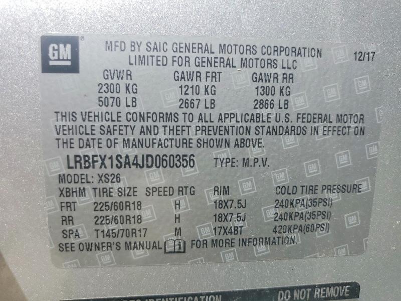 Продажа на аукционе авто 2018 Buick Envision, vin: LRBFX1SA4JD060356, номер лота: 49976616