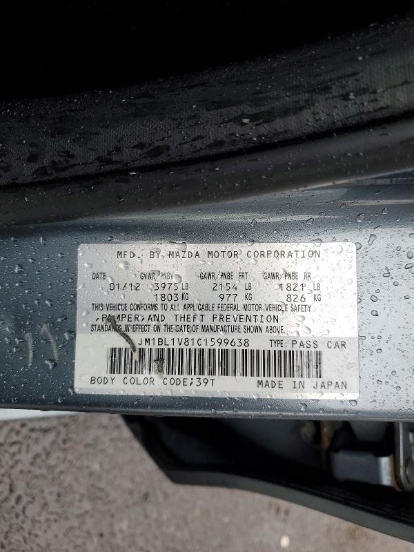 Aukcja sprzedaży 2012 Mazda 3, vin: JM1BL1V81C1599638, numer aukcji: 48338336