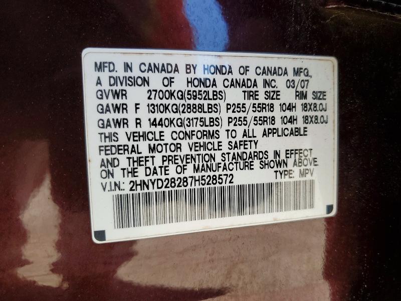 Aukcja sprzedaży 2007 Acura Mdx, vin: 2HNYD28287H528572, numer aukcji: 49214356