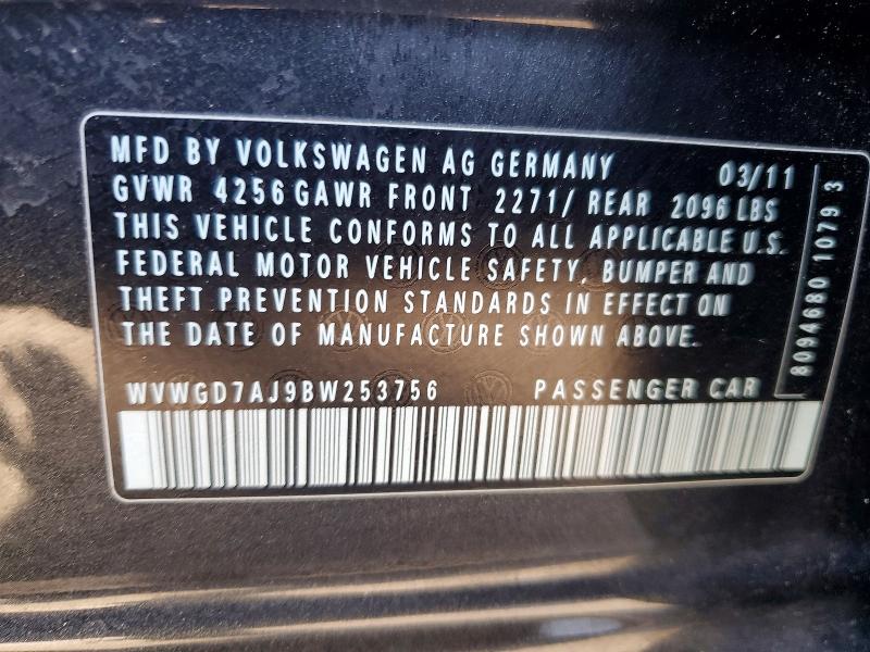 Aukcja sprzedaży 2011 Volkswagen Gti, vin: WVWGD7AJ9BW253756, numer aukcji: 49514966