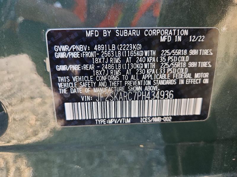 Продажа на аукционе авто 2023 Subaru Forester, vin: JF2SKARC7PH434936, номер лота: 51687176