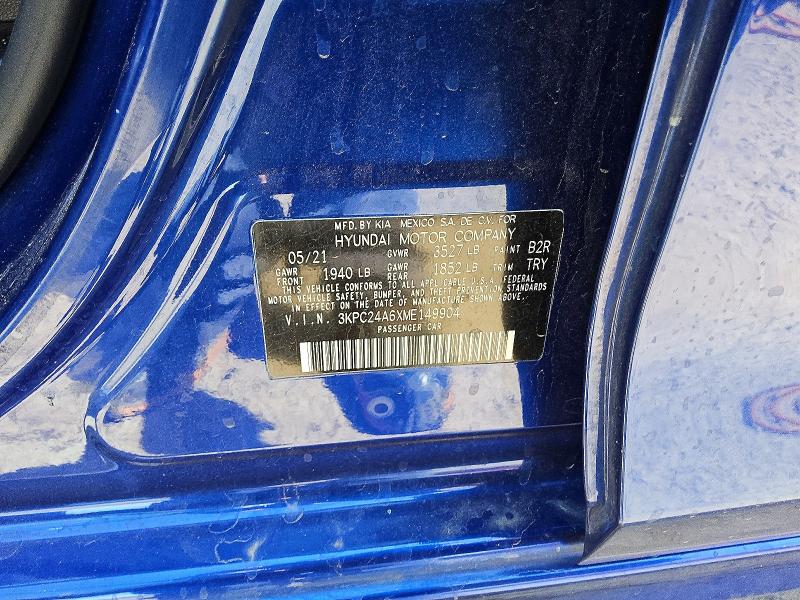 Продажа на аукционе авто 2021 Hyundai Accent, vin: 3KPC24A6XME149904, номер лота: 49682946