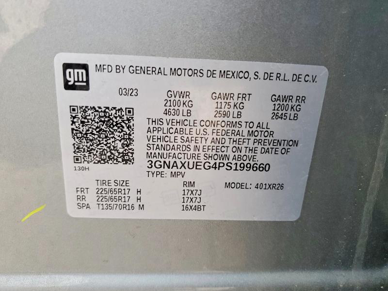 Aukcja sprzedaży 2023 Chevrolet Equinox, vin: 3GNAXUEG4PS199660, numer aukcji: 50600046