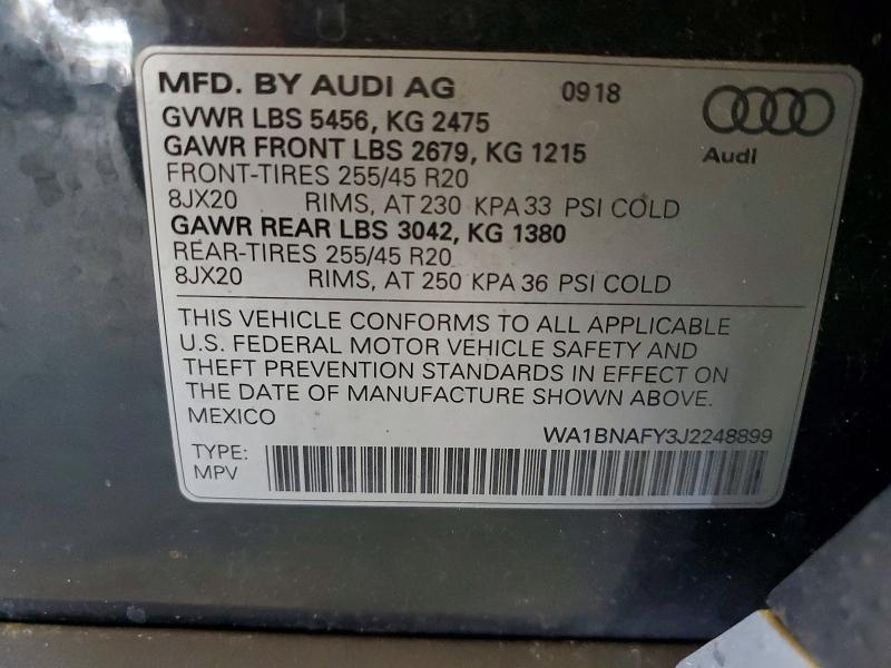 Aukcja sprzedaży 2018 Audi Q5, vin: WA1BNAFY3J2248899, numer aukcji: 50628916