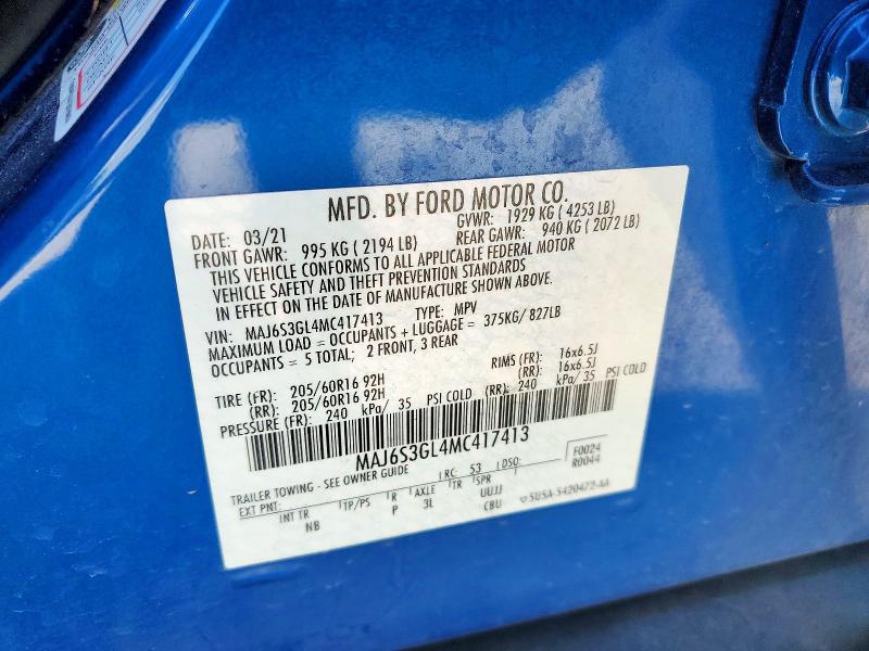 Aukcja sprzedaży 2021 Ford Ecosport, vin: MAJ6S3GL4MC417413, numer aukcji: 49303216