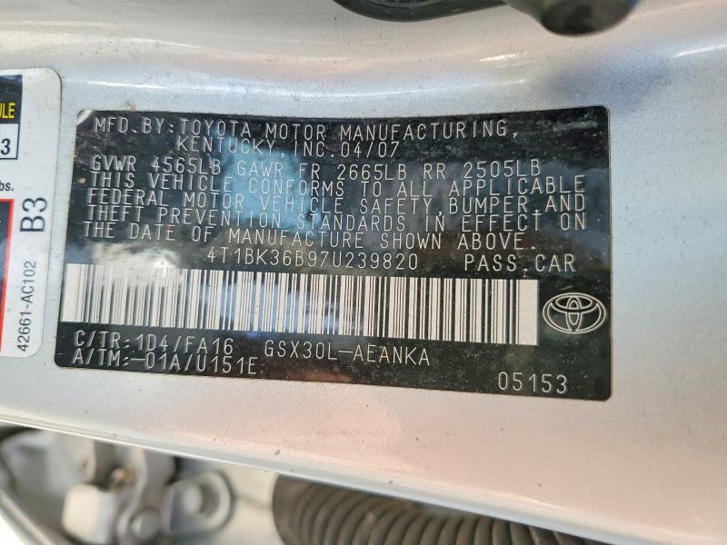 Продаж на аукціоні авто 2007 Toyota Avalon, vin: 4T1BK36B97U239820, номер лоту: 49468636