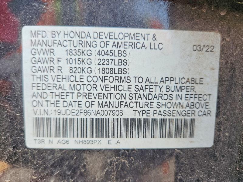 Продаж на аукціоні авто 2022 Acura Ilx, vin: 19UDE2F86NA007906, номер лоту: 51403856