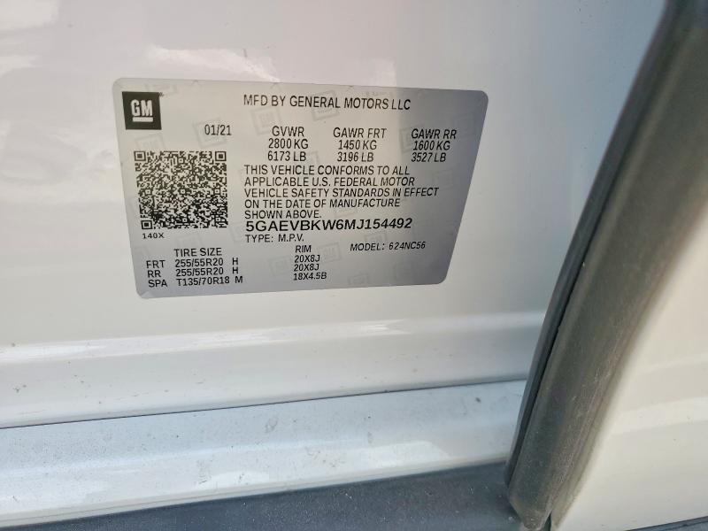 2021 Buick Enclave მანქანა იყიდება აუქციონზე, vin: 5GAEVBKW6MJ154492, აუქციონის ნომერი: 49487096