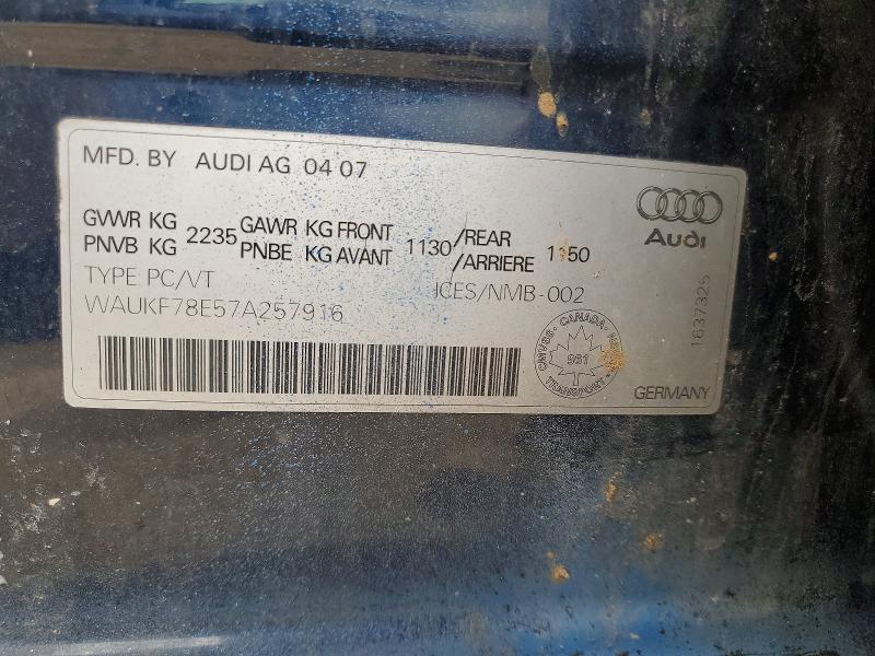 Продажа на аукционе авто 2007 Audi A4, vin: WAUKF78E57A257916, номер лота: 48257866