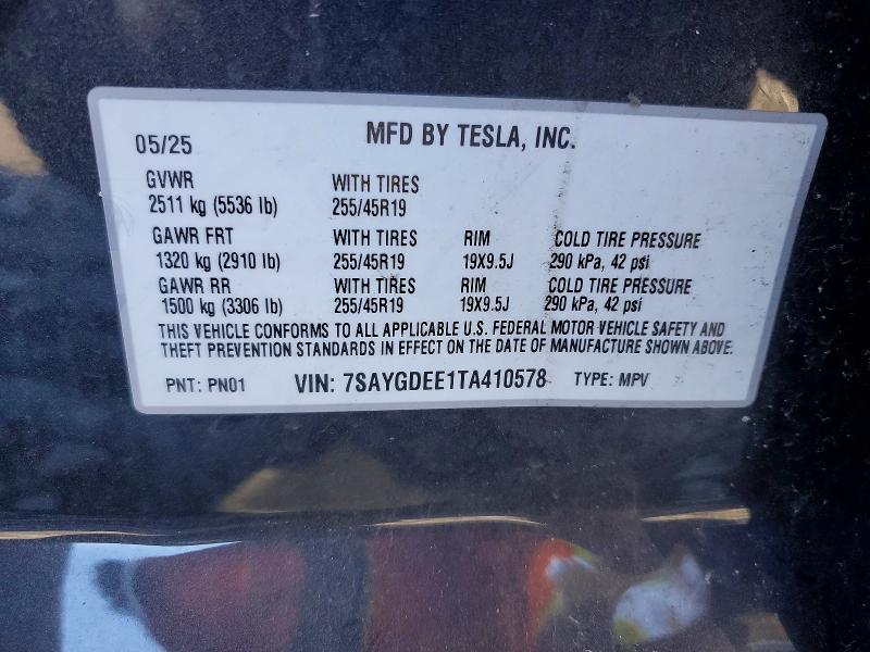 Продаж на аукціоні авто 2026 Tesla Model Y, vin: 7SAYGDEE1TA410578, номер лоту: 48663226