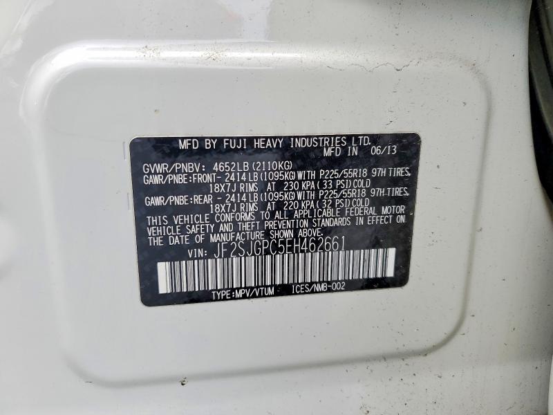 2014 Subaru Forester მანქანა იყიდება აუქციონზე, vin: JF2SJGPC5EH462661, აუქციონის ნომერი: 50809706