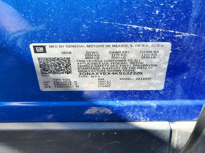 2019 Chevrolet Equinox მანქანა იყიდება აუქციონზე, vin: 3GNAXYEX4KS532326, აუქციონის ნომერი: 48681056