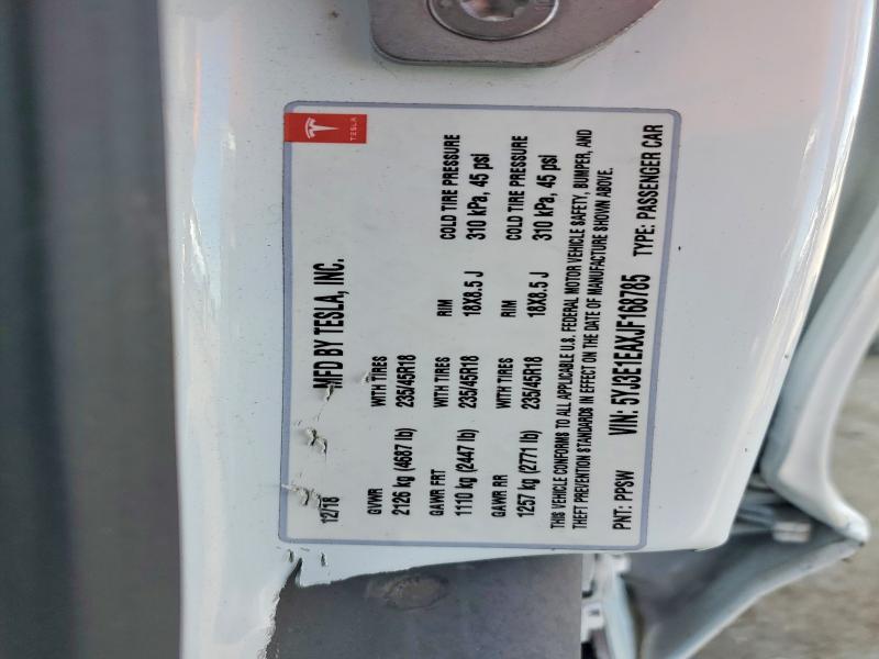2018 Tesla Model 3 მანქანა იყიდება აუქციონზე, vin: 5YJ3E1EAXJF168785, აუქციონის ნომერი: 50077986