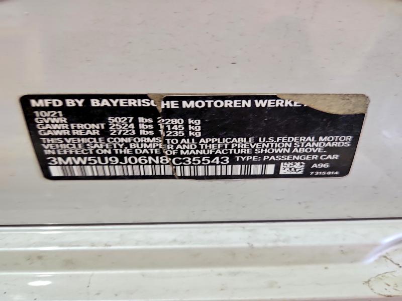 Продажа на аукционе авто 2022 Bmw M340xi, vin: 3MW5U9J06N8C35543, номер лота: 49403666