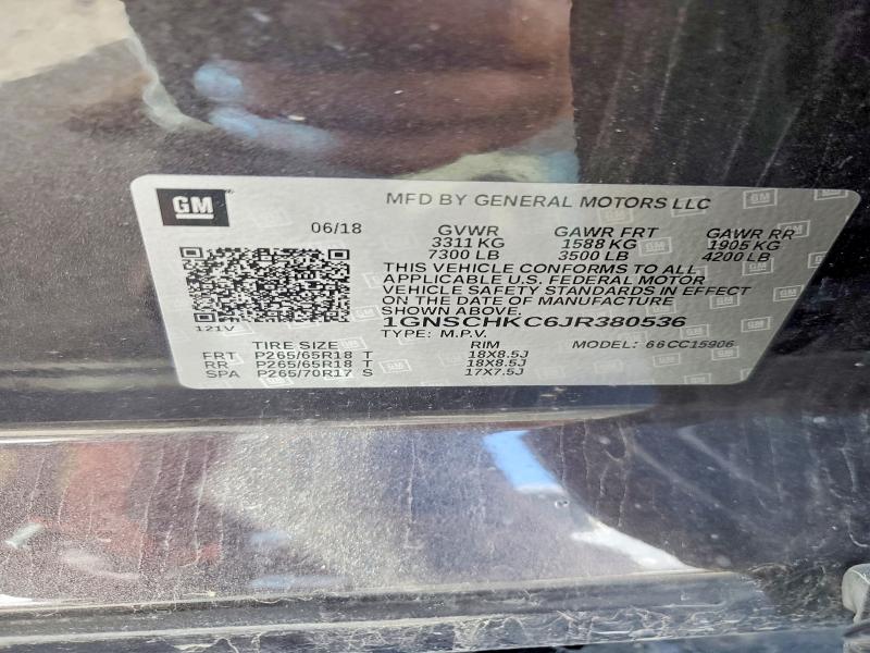 Aukcja sprzedaży 2018 Chevrolet Suburban, vin: 1GNSCHKC6JR380536, numer aukcji: 49462136