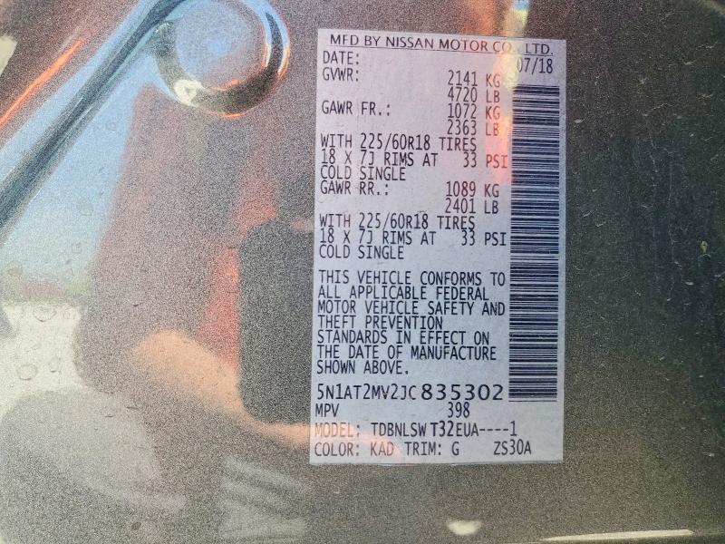 Продаж на аукціоні авто 2018 Nissan Rogue, vin: 5N1AT2MV2JC835302, номер лоту: 49886406