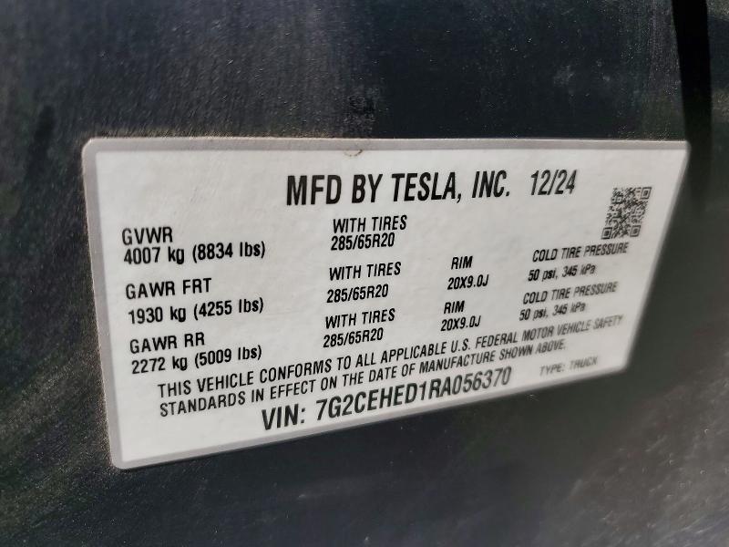 48059046 :رقم المزاد ، 7G2CEHED1RA056370 vin ، 2024 Tesla Cybertruck مزاد بيع