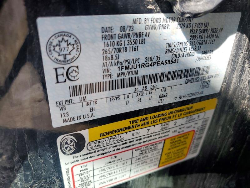 48406606 :رقم المزاد ، 1FMJU1RG4PEA58541 vin ، 2023 Ford Expedition مزاد بيع