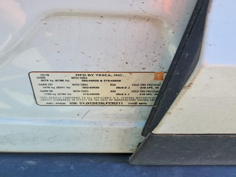 Продажа на аукционе авто 2020 Tesla Model X, vin: 5YJXCDE26LF235211, номер лота: 50598246