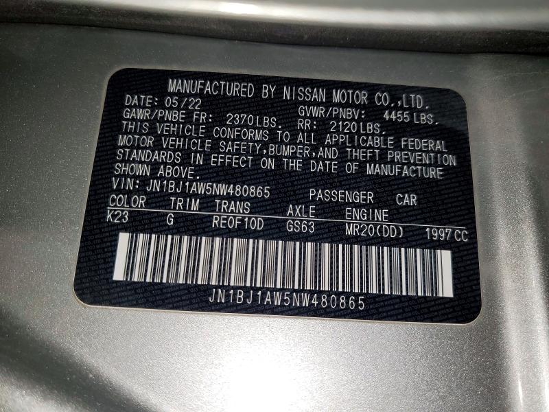 Aukcja sprzedaży 2022 Nissan Rogue Sport, vin: JN1BJ1AW5NW480865, numer aukcji: 49245396