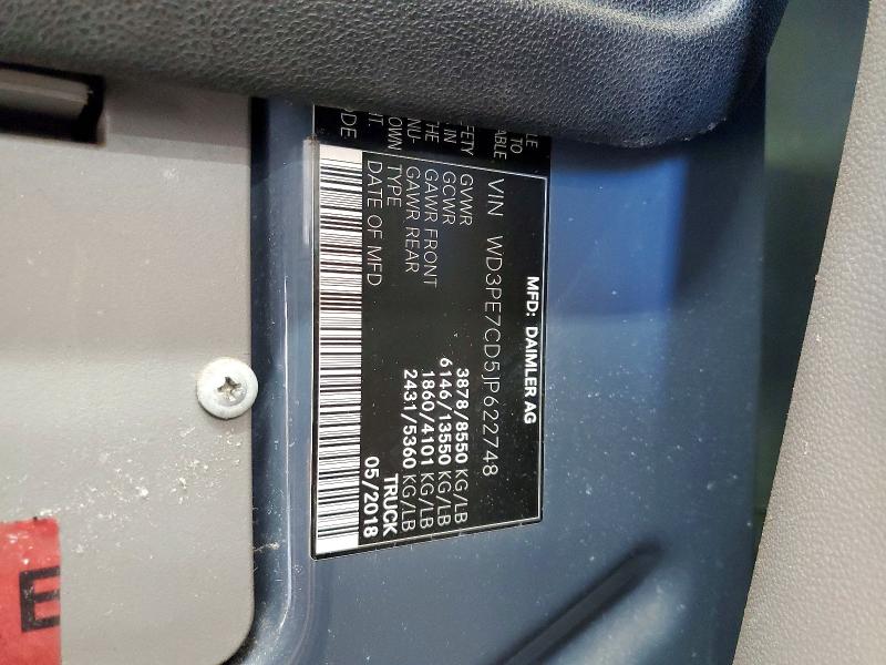 Aukcja sprzedaży 2018 Mercedes Benz Sprinter, vin: WD3PE7CD5JP622748, numer aukcji: 50214046