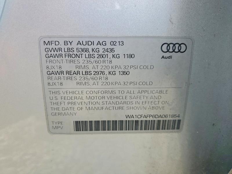 2013 Audi Q5 მანქანა იყიდება აუქციონზე, vin: WA1CFAFP6DA061854, აუქციონის ნომერი: 49234336