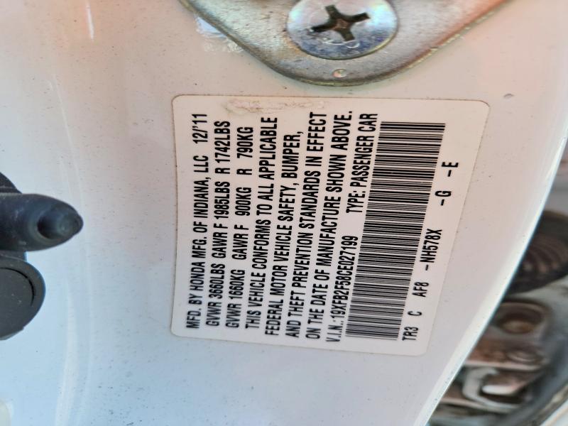 Продаж на аукціоні авто 2012 Honda Civic, vin: 19XFB2F58CE027199, номер лоту: 50342346