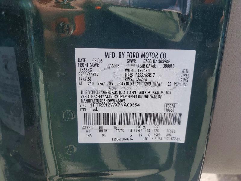Продаж на аукціоні авто 2007 Ford F150, vin: 1FTRX12WX7NA09554, номер лоту: 48625946