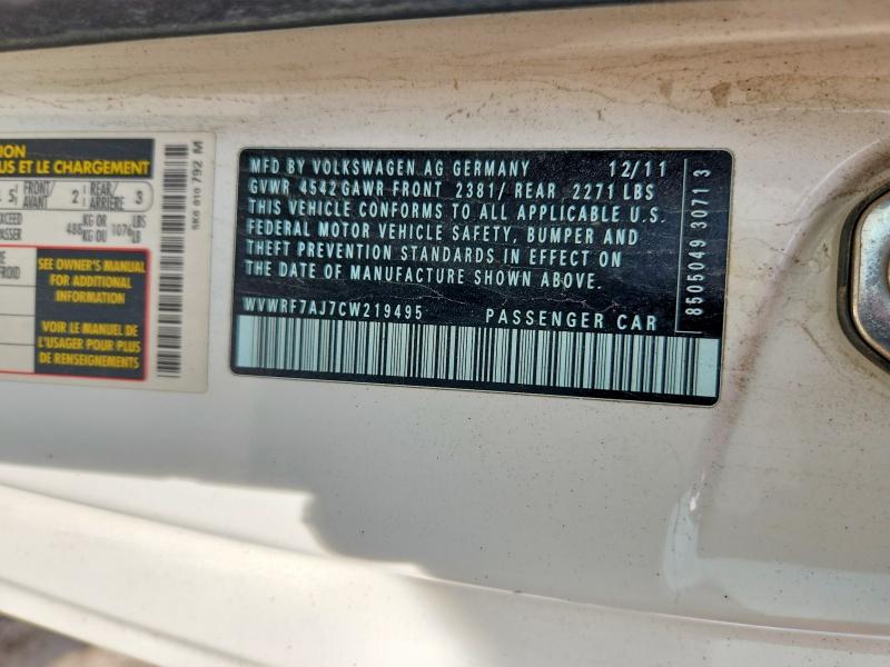 Продажа на аукционе авто 2012 Volkswagen Golf, vin: WVWRF7AJ7CW219495, номер лота: 49895456
