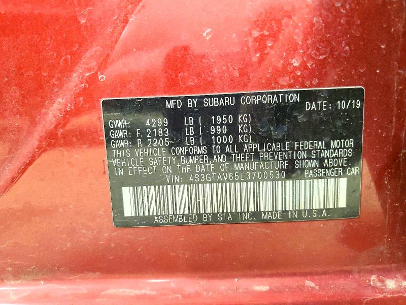 Aukcja sprzedaży 2020 Subaru Impreza, vin: 4S3GTAV65L3700530, numer aukcji: 50337596