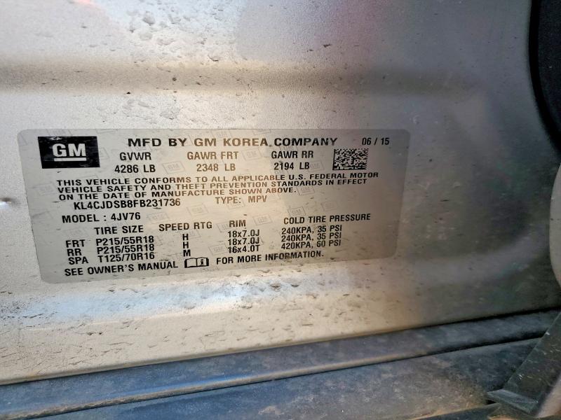 Продаж на аукціоні авто 2015 Buick Encore, vin: KL4CJDSB8FB231736, номер лоту: 51018136