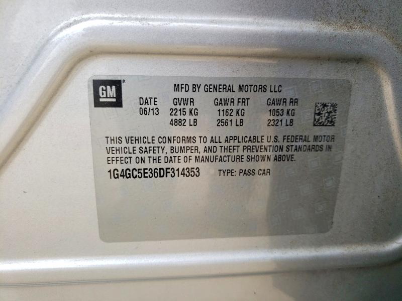 2013 Buick Lacrosse მანქანა იყიდება აუქციონზე, vin: 1G4GC5E36DF314353, აუქციონის ნომერი: 49487126
