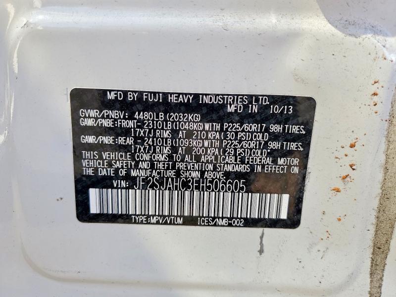 2014 Subaru Forester მანქანა იყიდება აუქციონზე, vin: JF2SJAHC3EH506605, აუქციონის ნომერი: 50922676