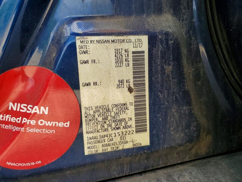 Продаж на аукціоні авто 2018 Nissan Altima, vin: 1N4AL3AP4JC153222, номер лоту: 50618846