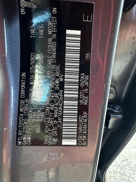 Aukcja sprzedaży 2017 Lexus Lx, vin: JTJHY7AX4H4226494, numer aukcji: 51141046