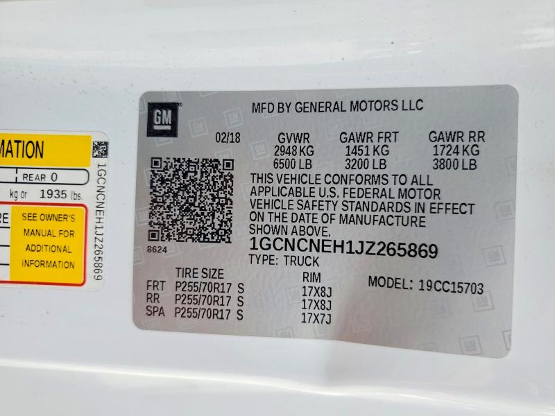 Продажа на аукционе авто 2018 Chevrolet Silverado, vin: 1GCNCNEH1JZ265869, номер лота: 51807306