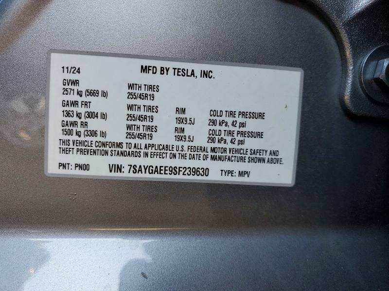 Продажа на аукционе авто 2025 Tesla Model Y, vin: 7SAYGAEE9SF239630, номер лота: 48637186