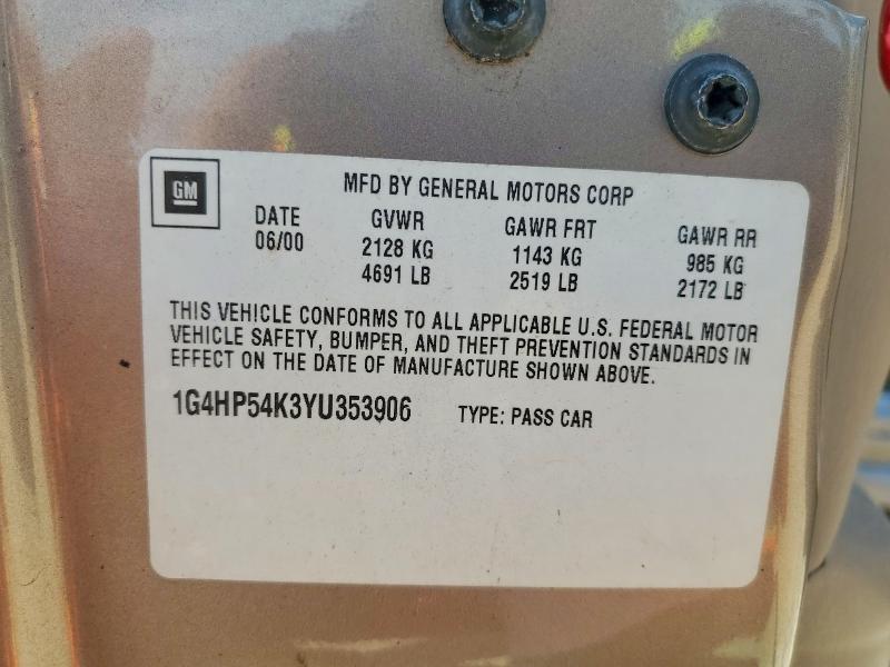 Продаж на аукціоні авто 2000 Buick Lesabre, vin: 1G4HP54K3YU353906, номер лоту: 50551076