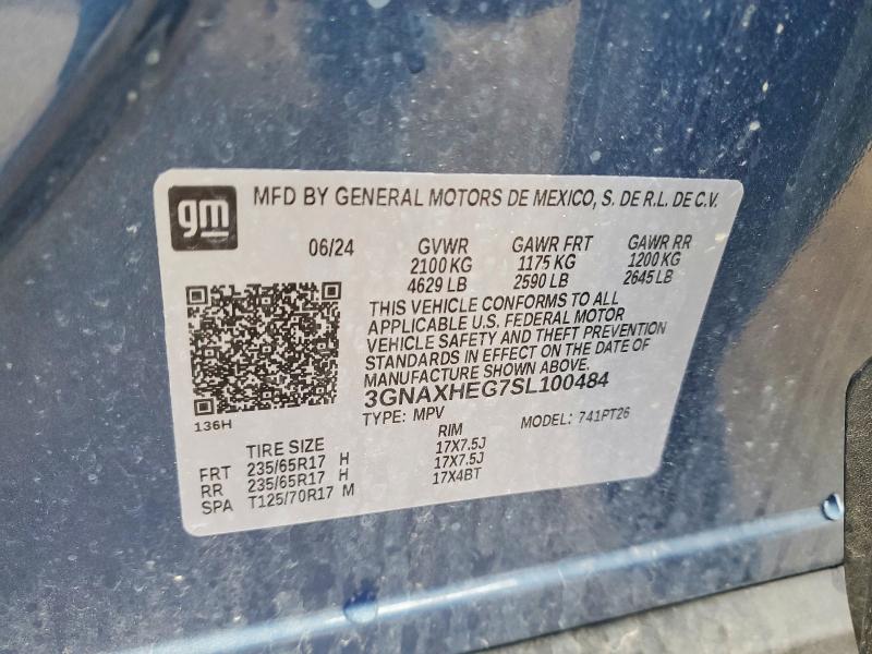 51413816 :رقم المزاد ، 3GNAXHEG7SL100484 vin ، 2025 Chevrolet Equinox مزاد بيع